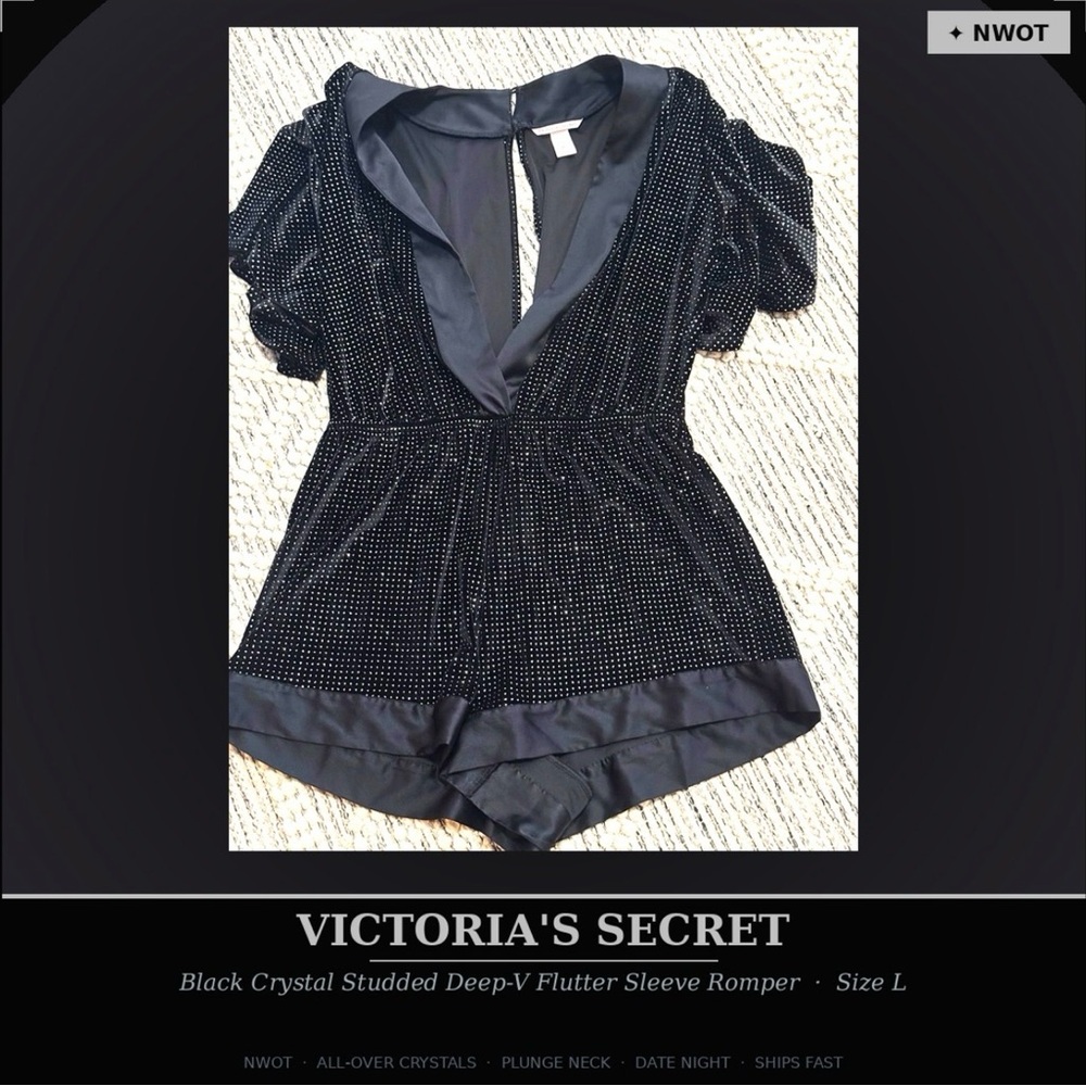 Victoria's Secret Black Embellished Romper